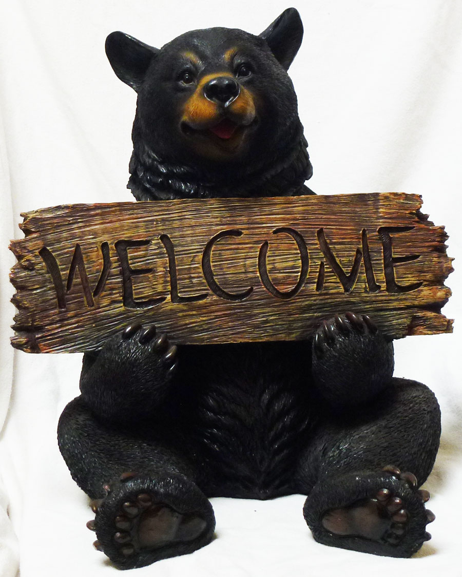 BEARY CHEERFUL Bear Sitting Statue Figurine H14.75" x L13"