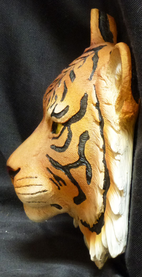 FERAL GAZE Bengal Tiger Head Statue Figurine DWK H3.5'' x L8.25'' x W7