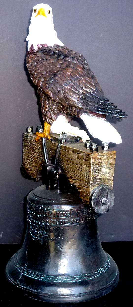 LET FREEDOM RING Bald Eagle on Liberty Bell statue figure H19" eBay