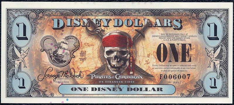 2011 $1 Disney Dollar Crisp Mint F006007 EFO Ladder