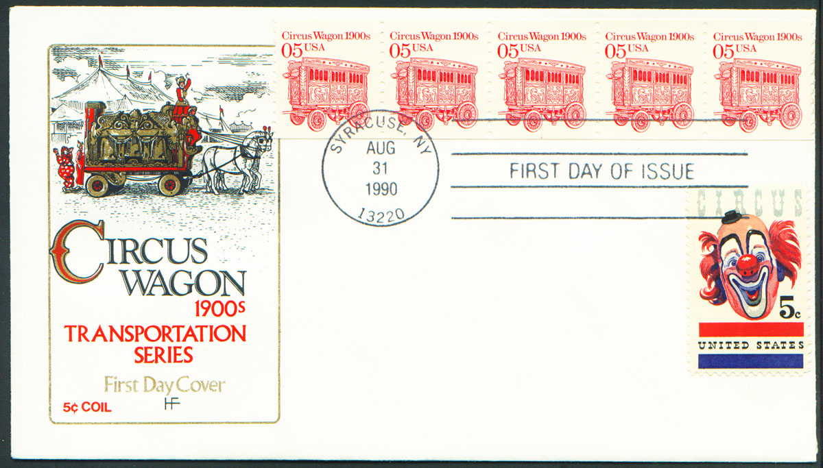 PNC FDC #2452 5c CIRCUS WAGON Pl#1 PS5 House of FARNHAM  