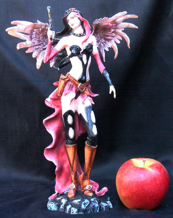 Fairy Red Cowgirl Fairy Angel Gun Figurine Statue 11  