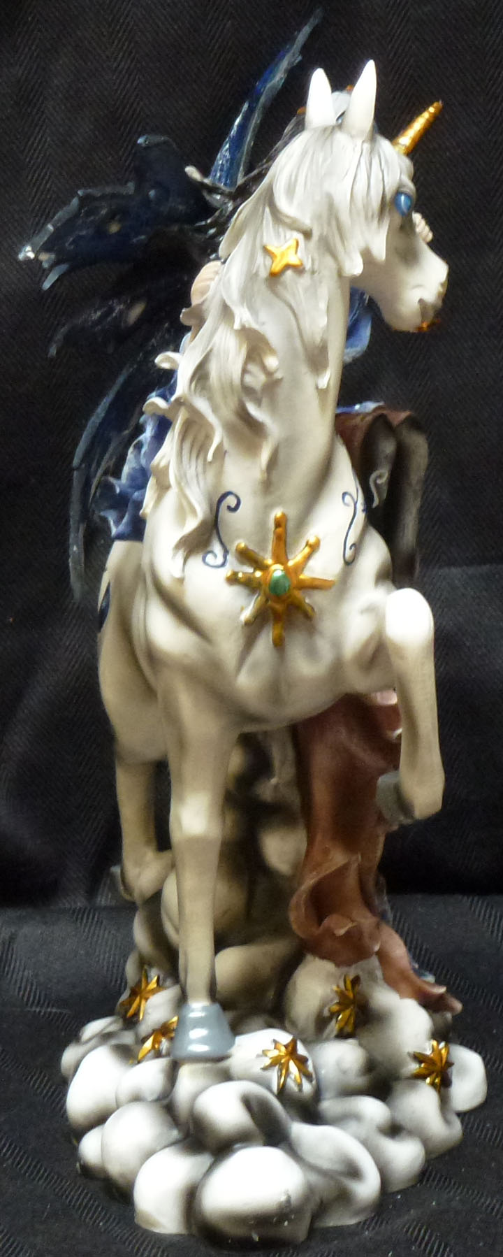 Night Fairy riding on Unicorn Statue Figurine  