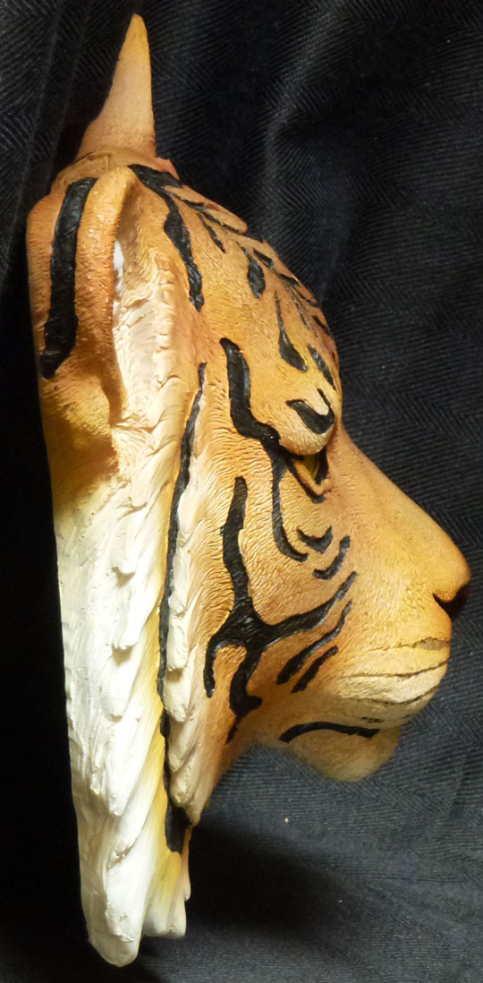 FERAL GAZE Bengal Tiger Head Statue Figurine DWK H3.5'' x L8.25'' x W7 ...