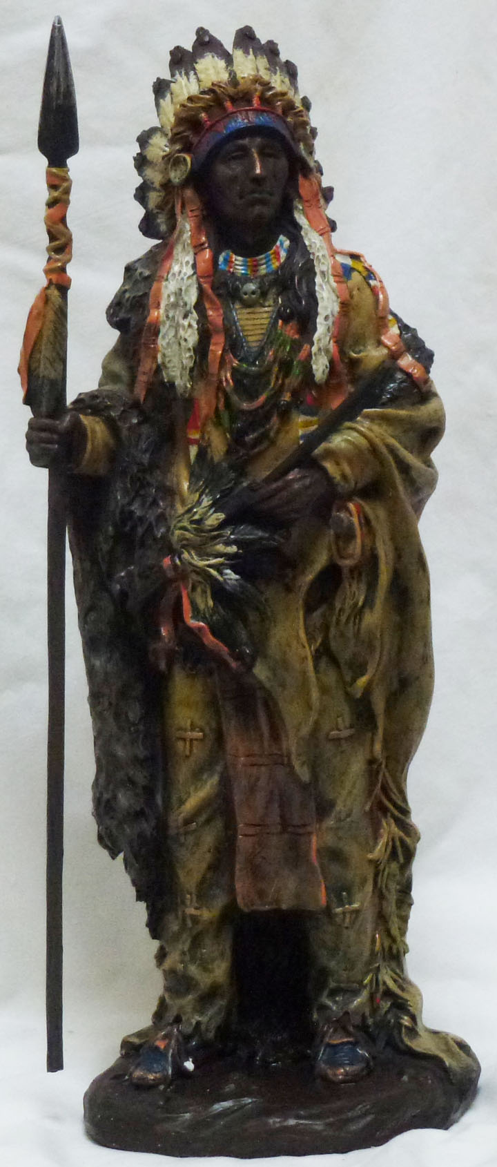 Native American Indian Chief Western Standing with Spear | eBay