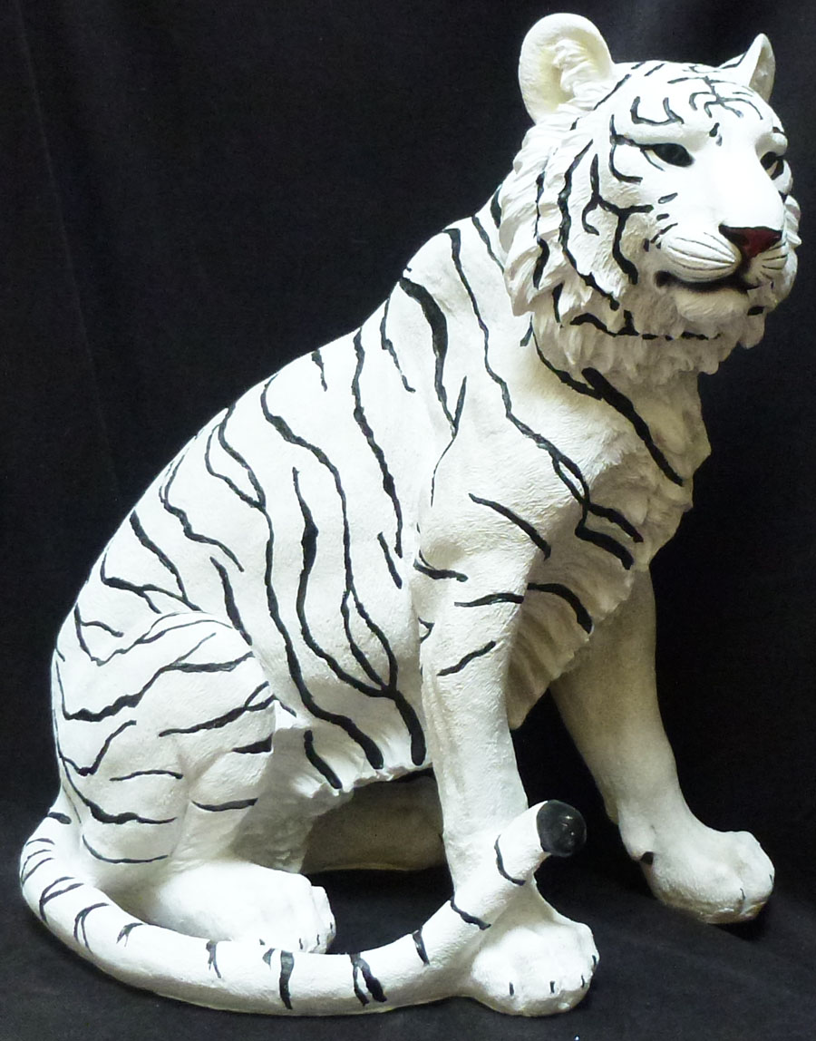 ISHTAR Large White Tiger Statue Figurine H20.25'' x L18'' x W11'' | eBay