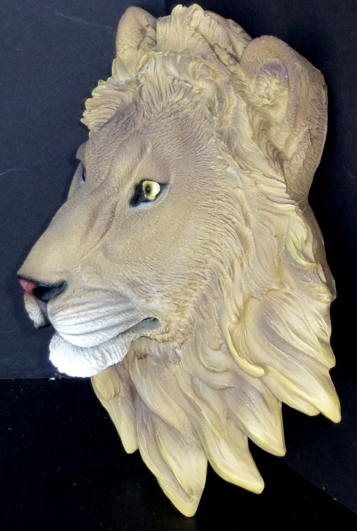 SAFARI WILD Lion Head Totem Statue Figurine DWK H9.25'' x D4'' x W8 ...