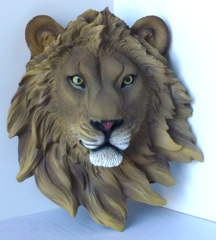 SAFARI WILD Lion Head Totem Statue Figurine DWK H9.25'' x D4'' x W8 ...