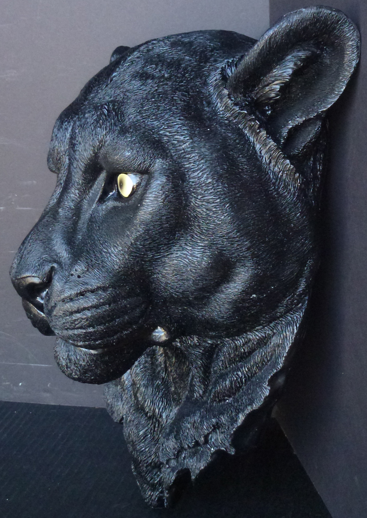 NIGHT VISION  Large Hanging Panther Head  Statue Figurine  H16/" x D7.5/" x W11/"