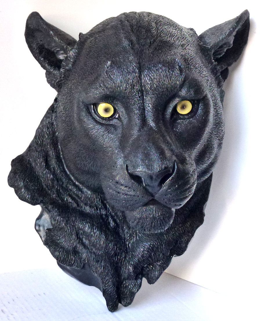 NIGHT VISION  Large Hanging Panther Head  Statue Figurine  H16/" x D7.5/" x W11/"
