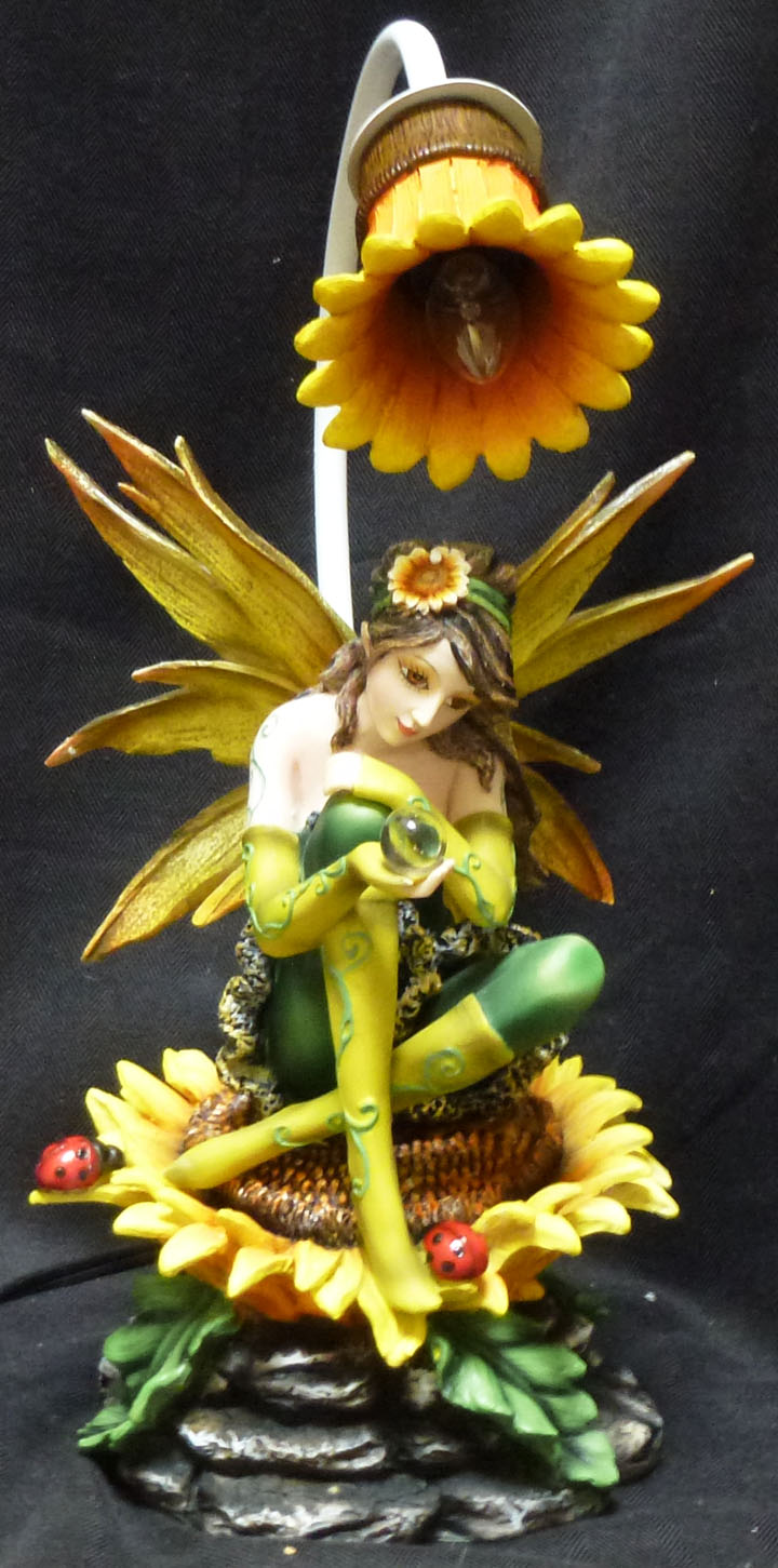 SNOW PIXIE Elf Fairy Sitting on Crescent Moon statue figurine H11.25/"